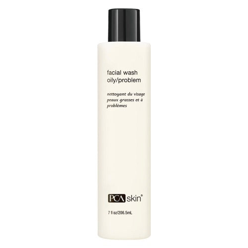 PCA Skin Facial Wash for oily and acne-prone skin, deep-cleansing formula with salicylic acid, lactic acid, and eucalyptus extract.
