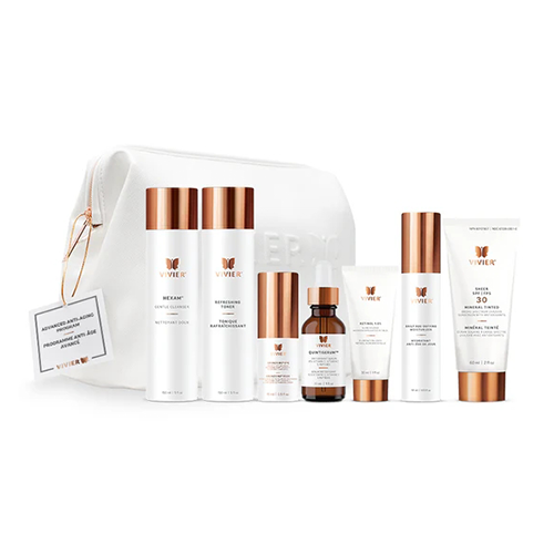 SVivier Advanced Anti-Aging Program with QuintiSerum™ and GrenzCine® Eye – Complete skincare kit for radiant, firm, youthful skin.