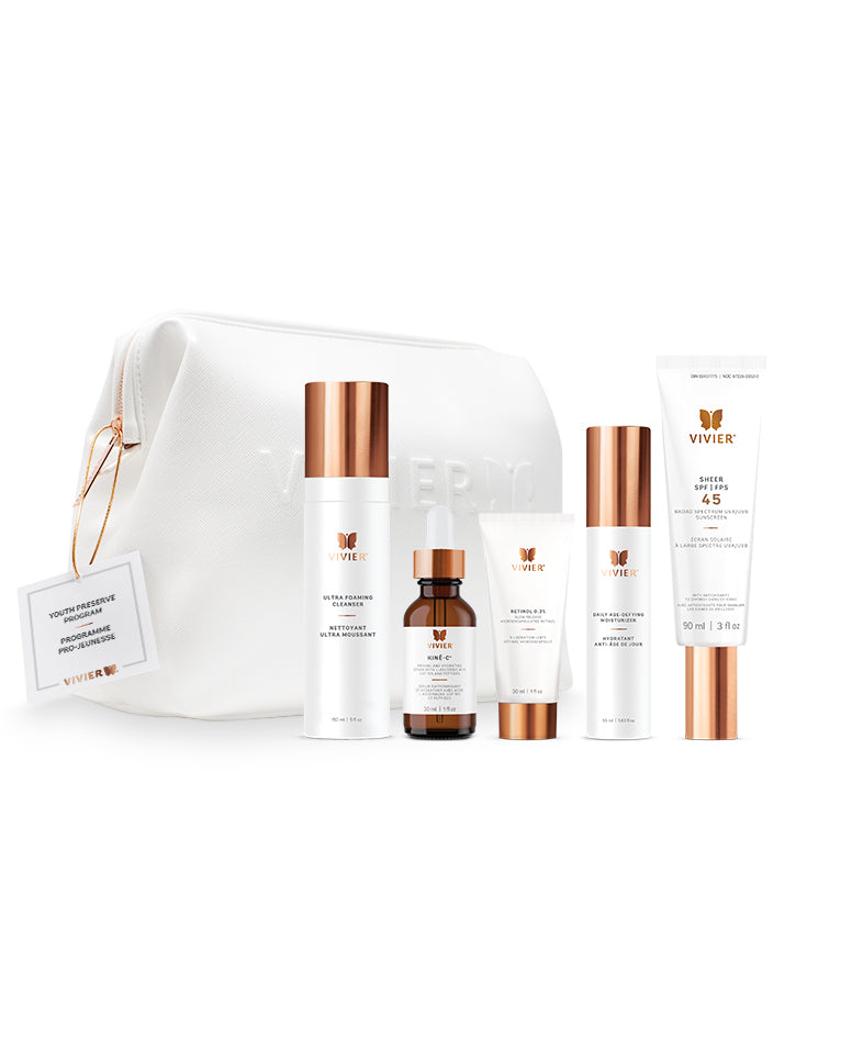 Vivier Youth Preserve Program – complete anti-aging skincare routine to prevent fine lines, improve tone, and protect skin.