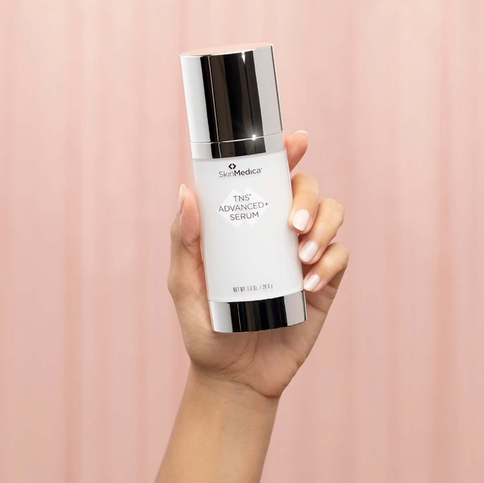 Front view of SkinMedica TNS Advanced+ Serum dual-chamber bottle