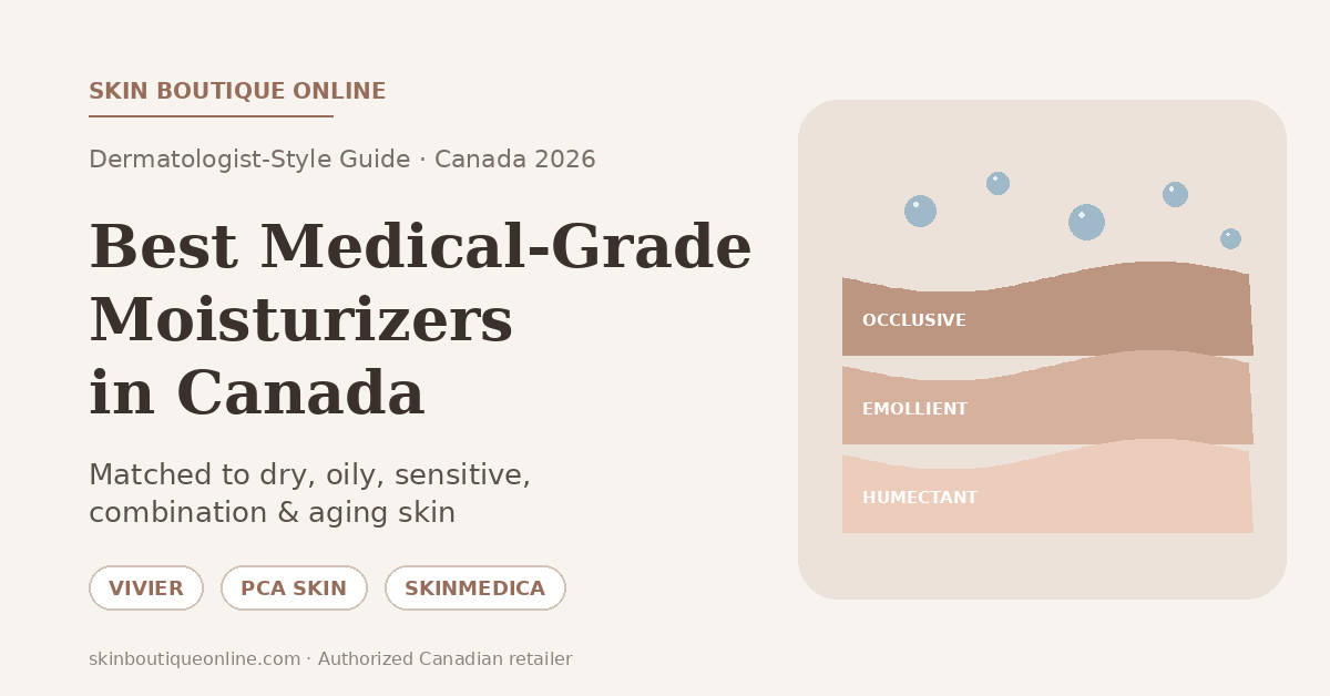 Best medical-grade moisturizers in Canada 2026 — Vivier, PCA Skin and SkinMedica moisturizers matched to dry, oily, sensitive, combination and aging skin