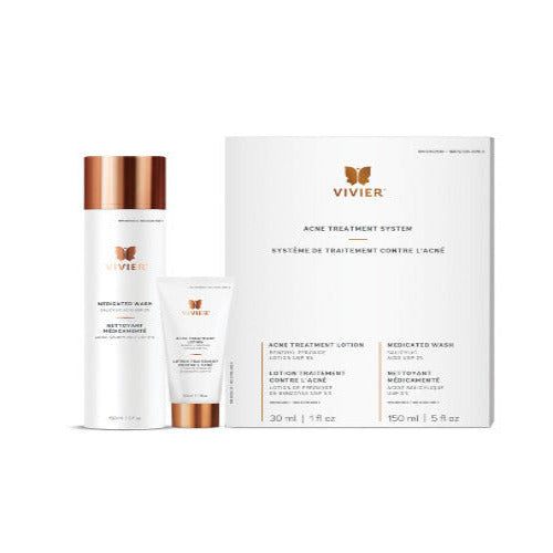 Vivier Acne Treatment System – 2-step acne solution with Salicylic Acid & Benzoyl Peroxide for oily and blemish-prone skin.